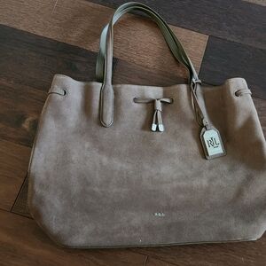 Ralph Lauren Brown Suede Bag with Silver Accents
